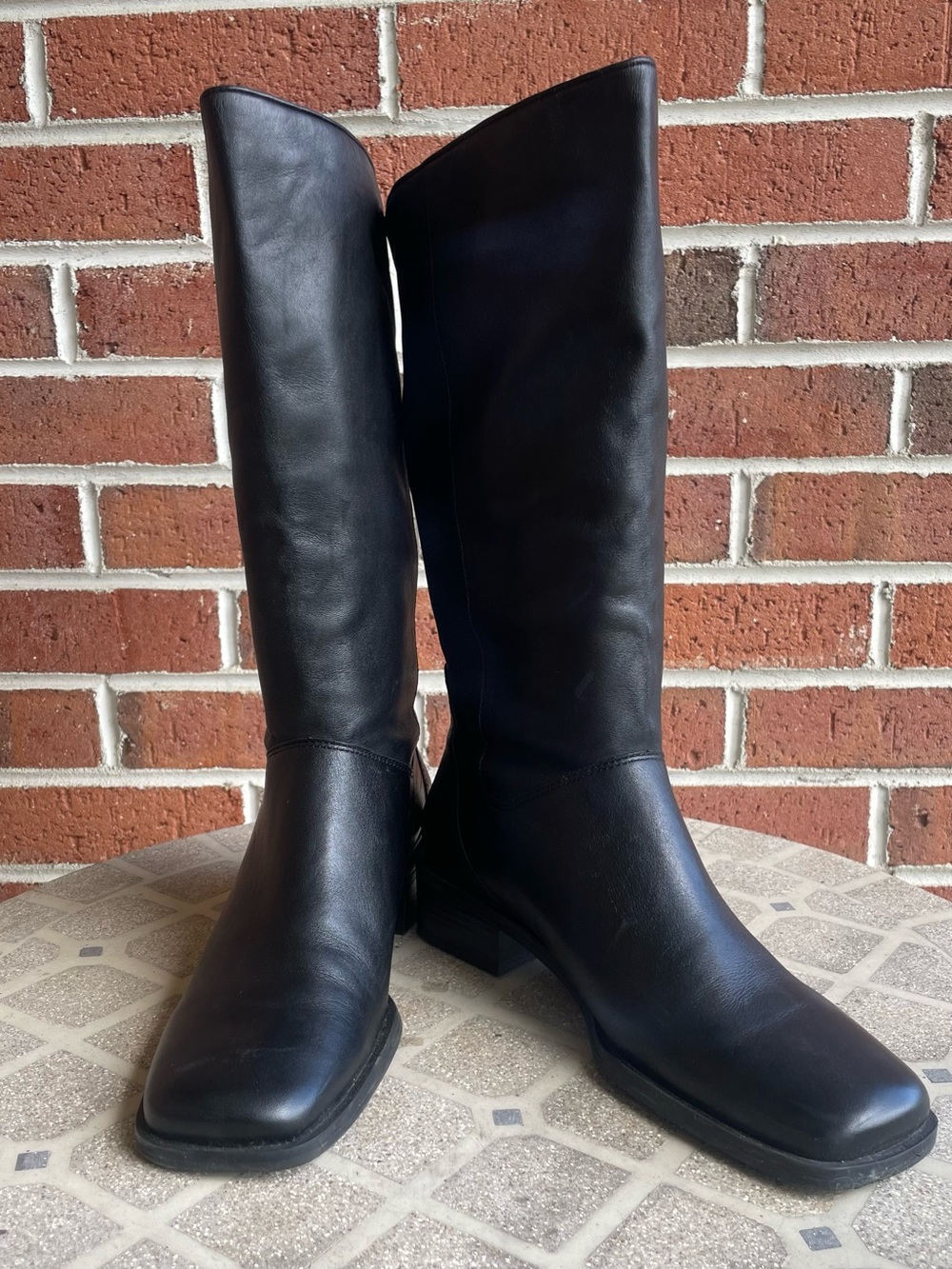 Naturalizer Cuff II Black Leather Pull On Riding Boots - 885N41 Square Toe